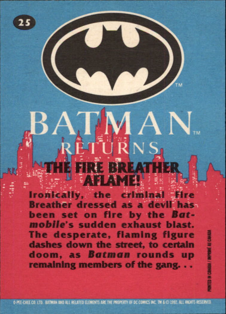 1992 O-Pee-Chee Batman Returns #25 The Fire Breather Aflame back image