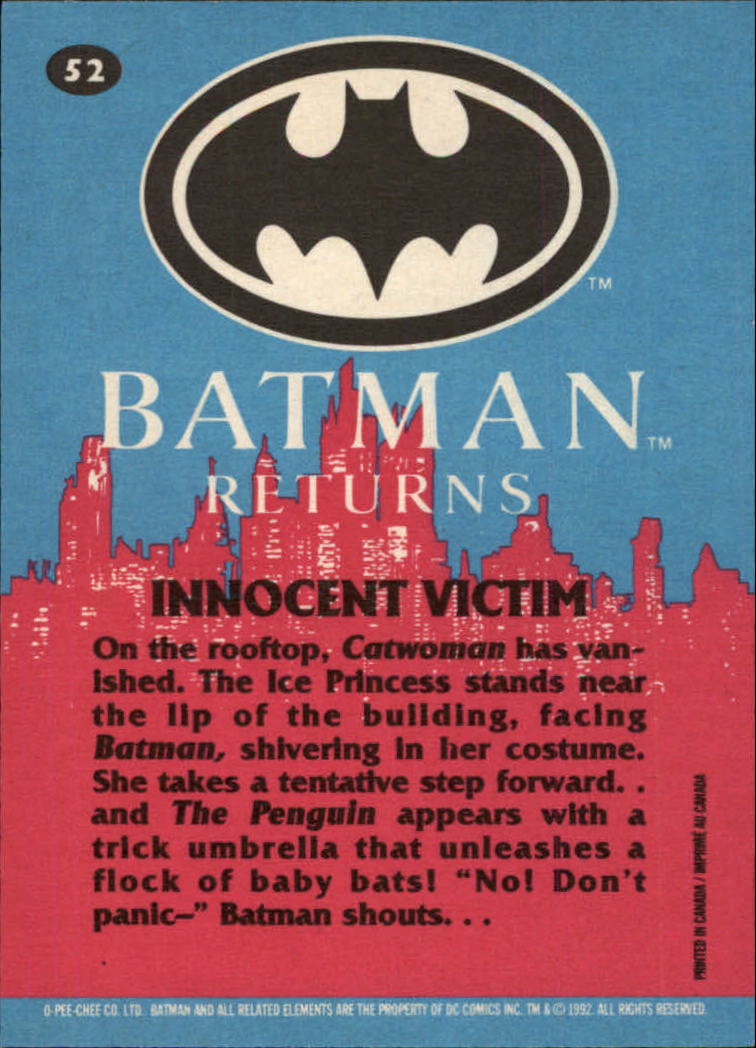 1992 O-Pee-Chee Batman Returns #52 Innocent Victim back image