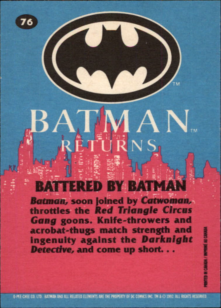 1992 O-Pee-Chee Batman Returns #76 Battered by Batman back image