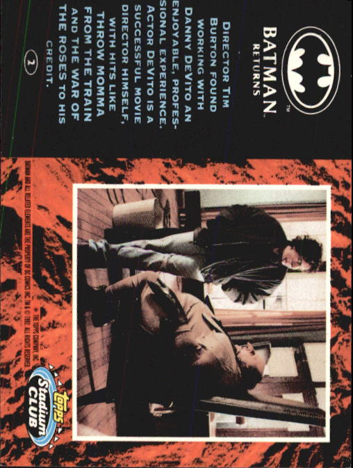 1992 Stadium Club Batman Returns #2 Director Tim Burton found working back image