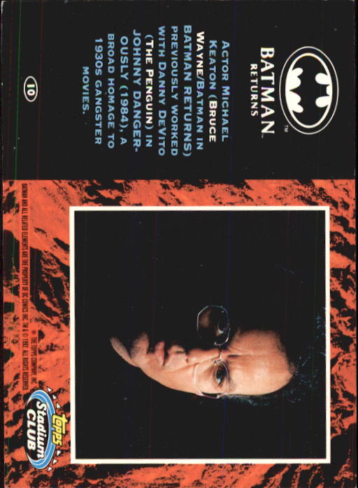1992 Stadium Club Batman Returns #10 Actor Michael Keaton back image