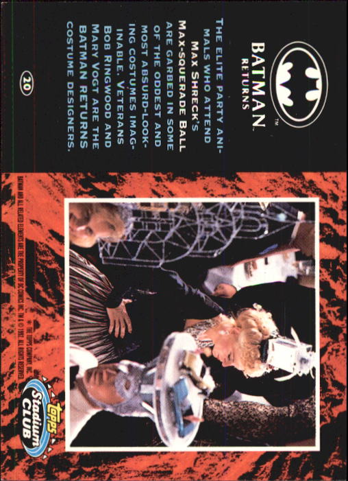 1992 Stadium Club Batman Returns #20 The elite party animals who attend back image