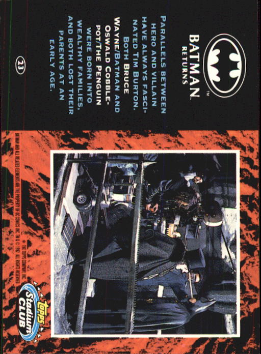 1992 Stadium Club Batman Returns #23 Parallels between hero and villain back image