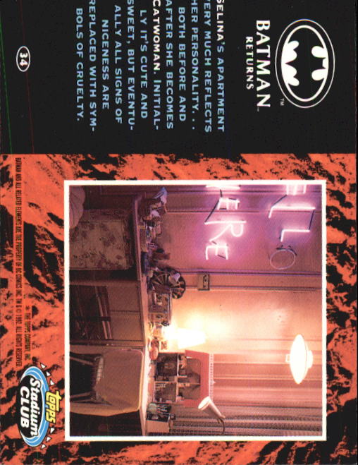 1992 Stadium Club Batman Returns #33 With his portrayal of the malevolent Penguin back image