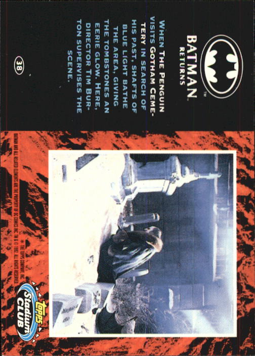 1992 Stadium Club Batman Returns #38 When The Penguin visits Gotham Cemetery back image