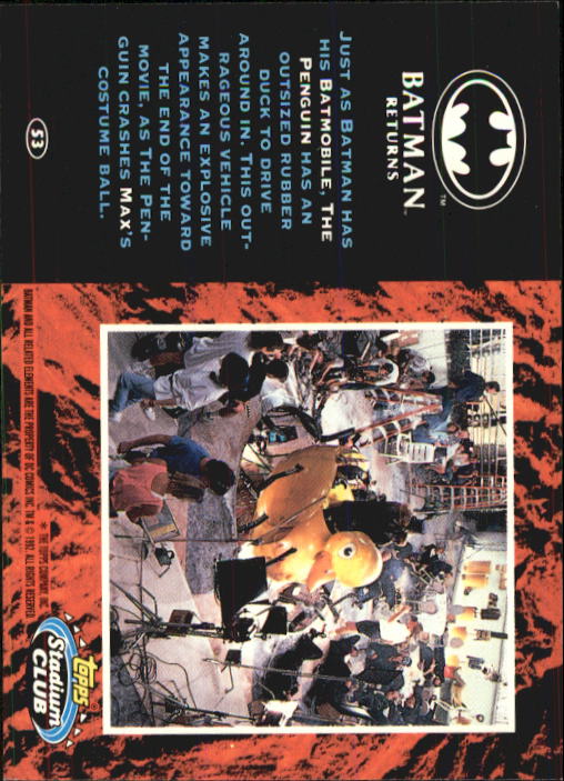 1992 Stadium Club Batman Returns #53 Just as Batman has his Batmobile back image