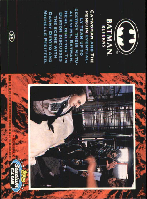 1992 Stadium Club Batman Returns #56 Catwoman and The Penguin back image