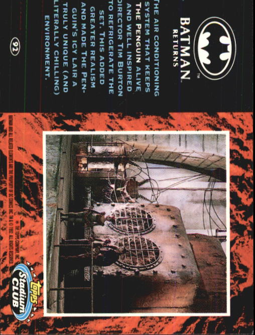 1992 Stadium Club Batman Returns #92 The air conditioning system back image