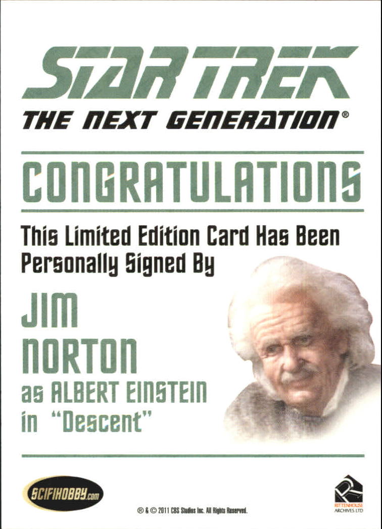 2011 Rittenhouse Complete Star Trek The Next Generation Autographs #NNO Jim Norton back image