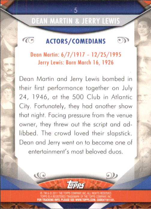 2011 Topps American Pie #5 Dean Martin & Jerry Lewis back image