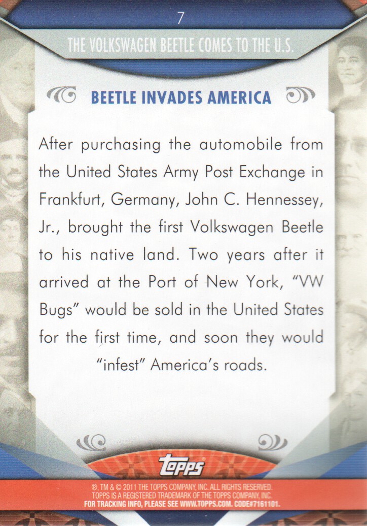 2011 Topps American Pie #7 The Volkswagen Beetle Comes to the U.S. back image
