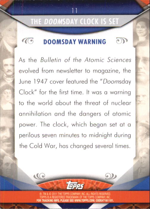 2011 Topps American Pie #11 The Doomsday Clock Is Set back image