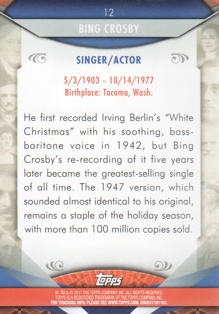 2011 Topps American Pie #12 Bing Crosby back image