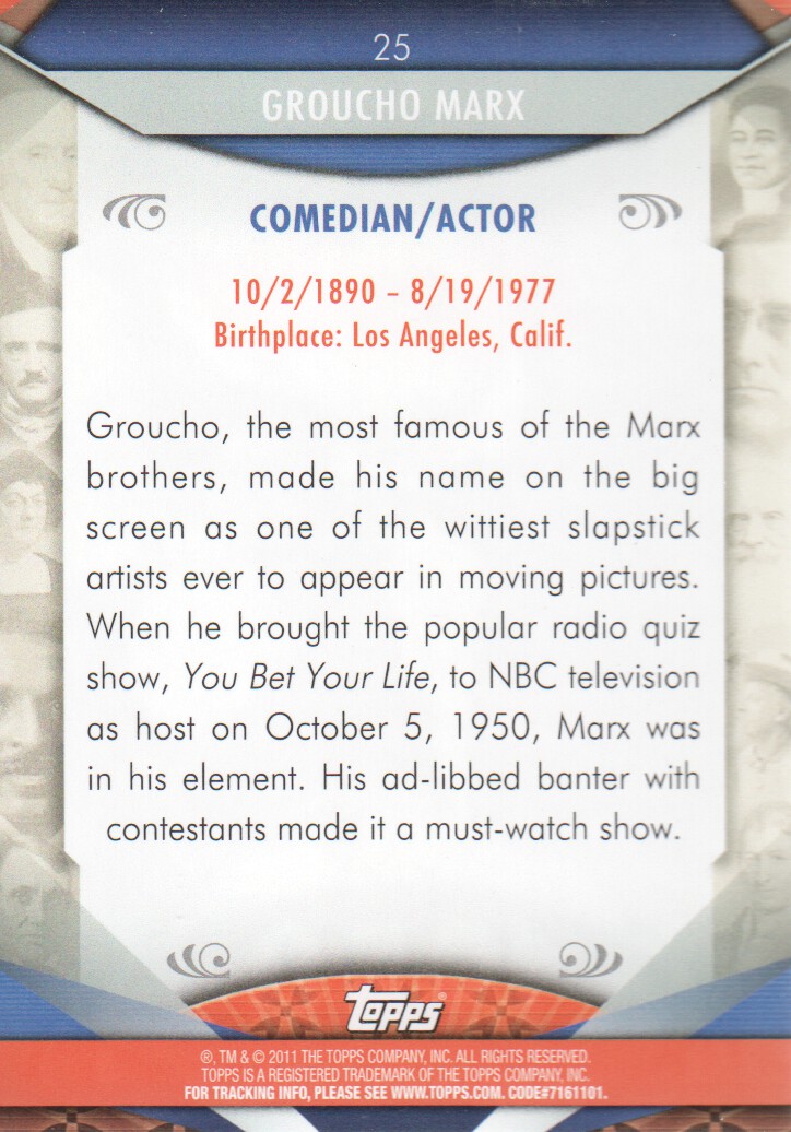 2011 Topps American Pie #25 Groucho Marx back image