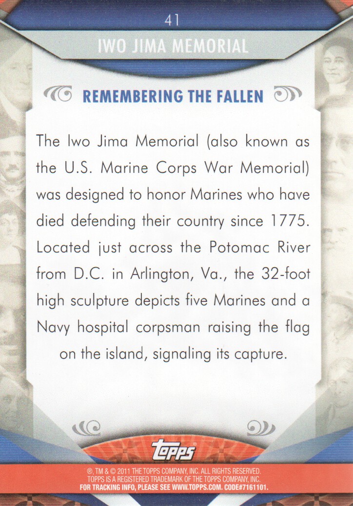 2011 Topps American Pie #41 Iwo Jima Memorial back image