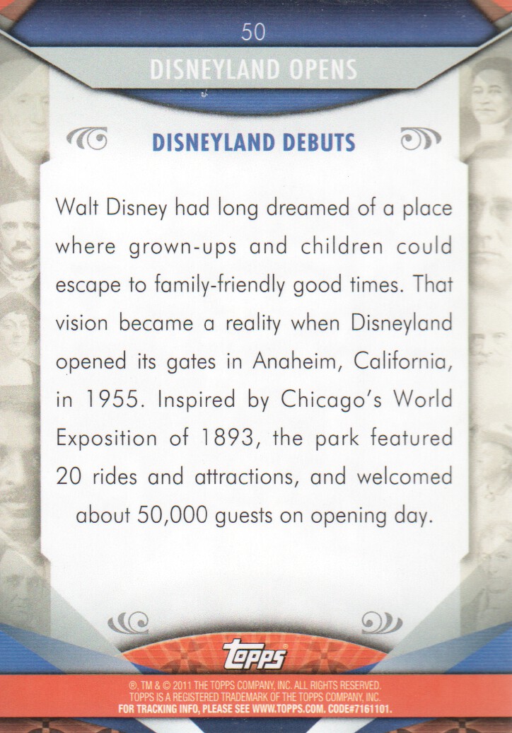 2011 Topps American Pie #50 Disneyland Opens back image