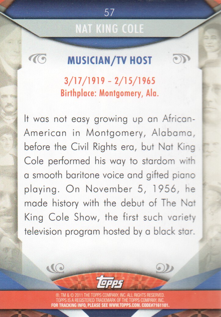 2011 Topps American Pie #57 Nat King Cole back image
