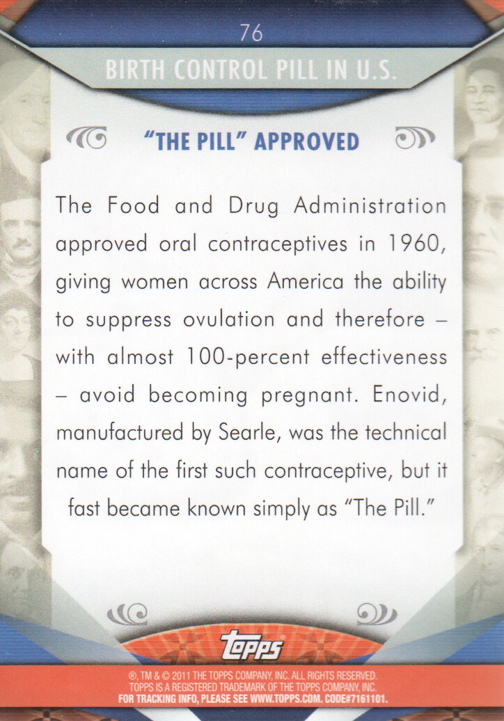2011 Topps American Pie #76 Birth Control Pill in U.S. back image
