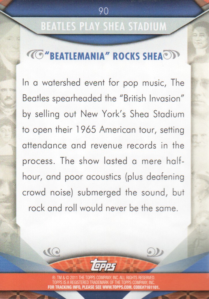 2011 Topps American Pie #90 Beatles Play Shea Stadium back image