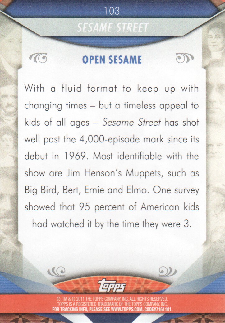 2011 Topps American Pie #103 Sesame Street back image