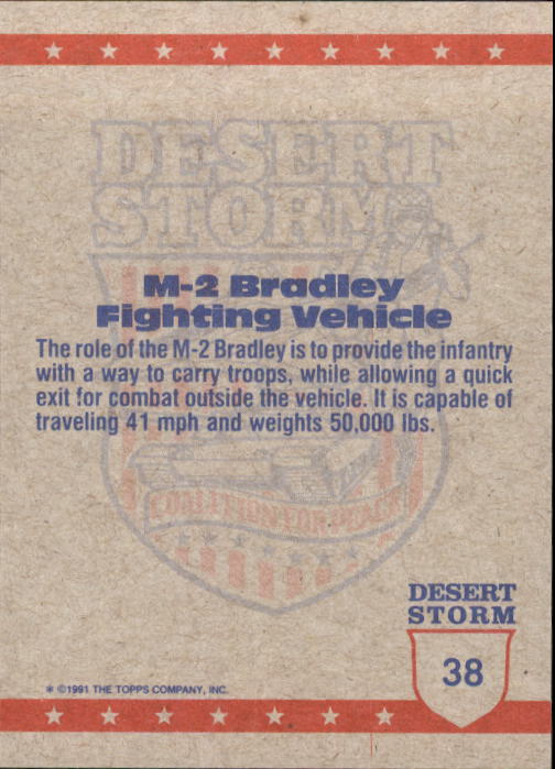 1991 Topps Desert Storm #38 M-2 Bradley Tank back image