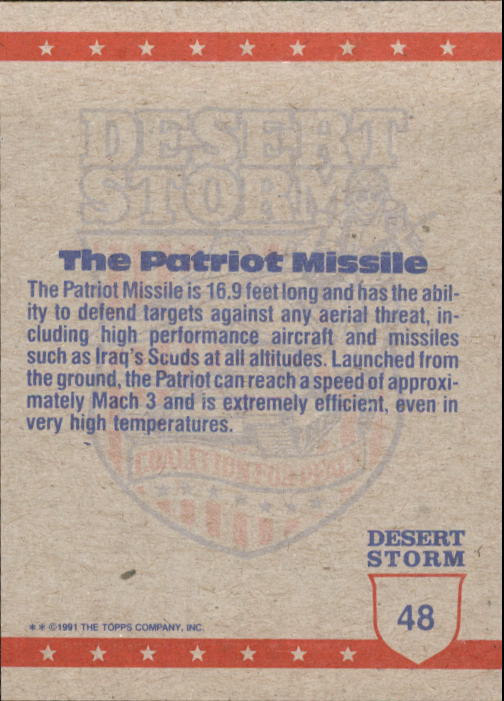 1991 Topps Desert Storm #48 The Patriot Missile back image