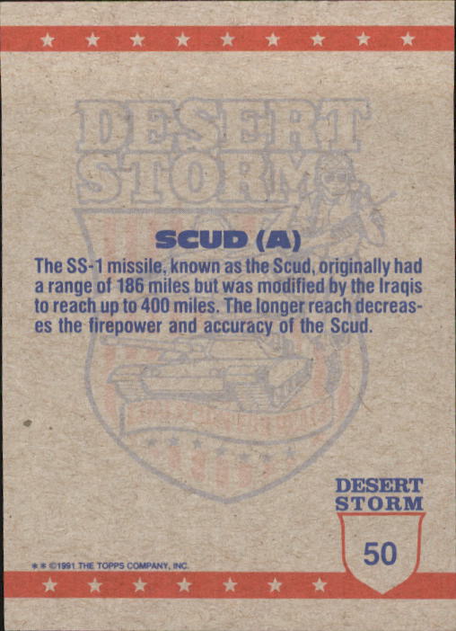 1991 Topps Desert Storm #50 SCUD Missile (A) back image