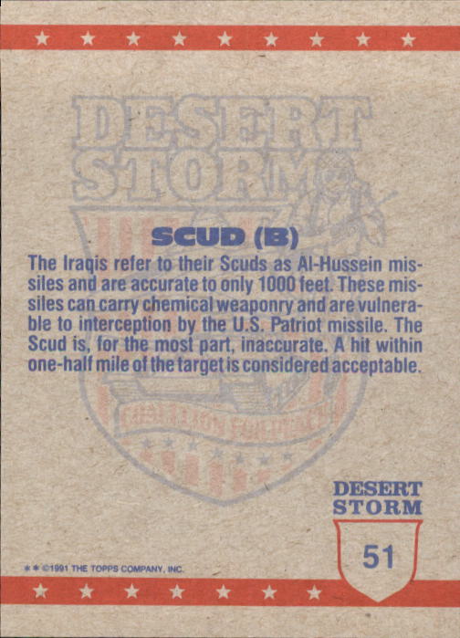 1991 Topps Desert Storm #51 SCUD Missile (B) back image