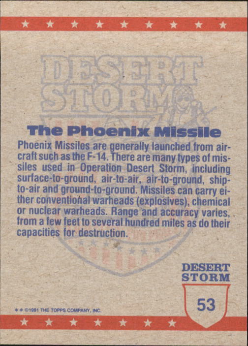 1991 Topps Desert Storm #53 Phoenix Missile back image