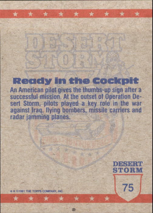 1991 Topps Desert Storm #75 Ready in the Cockpit back image
