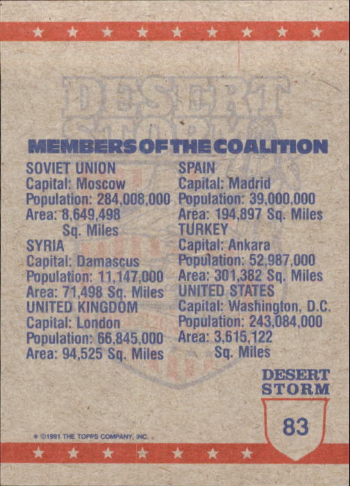 1991 Topps Desert Storm #83 Dawn in the Desert back image