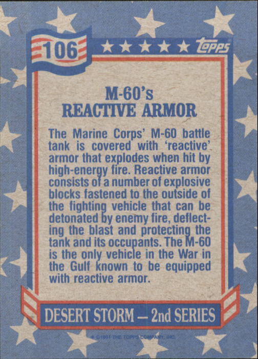 1991 Topps Desert Storm #106 M-60's Reactive Armor back image