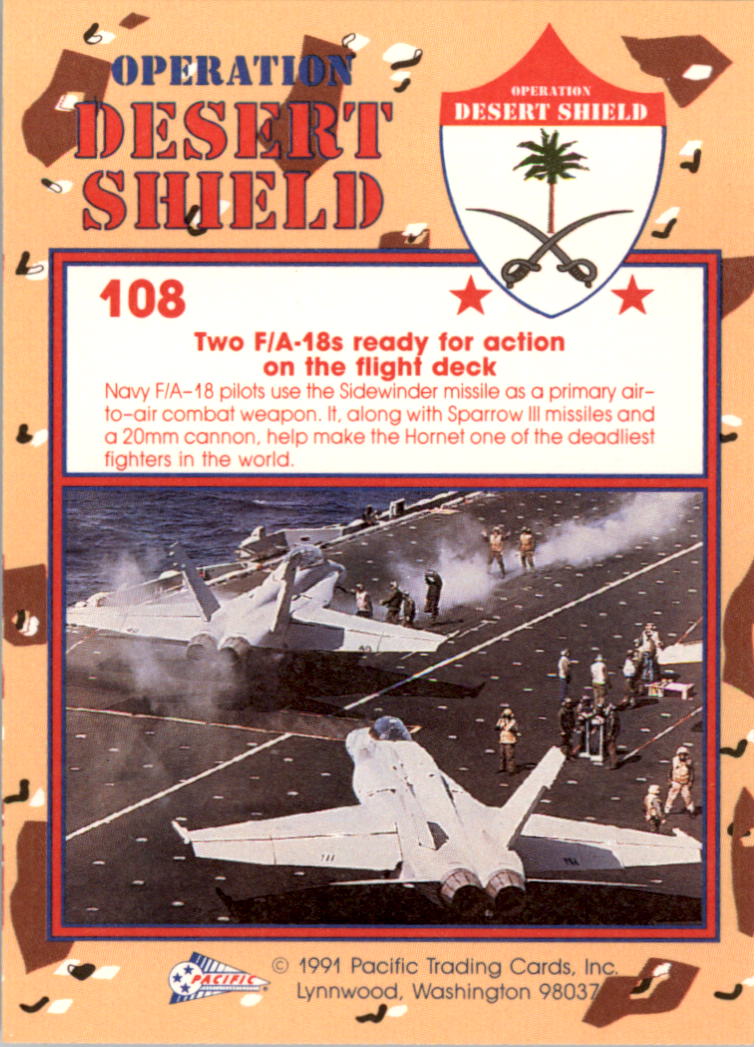 1991 Pacific Operation Desert Shield #108 F/A-18 Fires Sidwinder back image