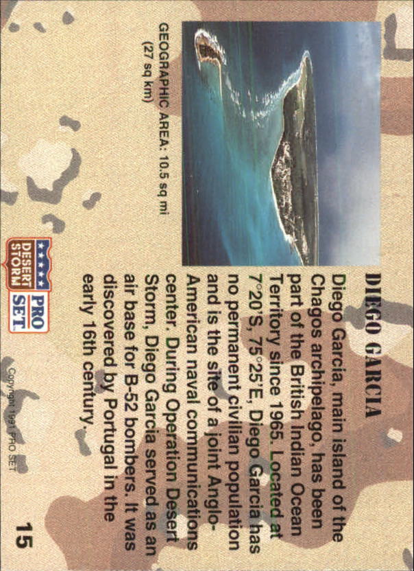 1991 Pro Set Desert Storm #15 Diego Garcia back image