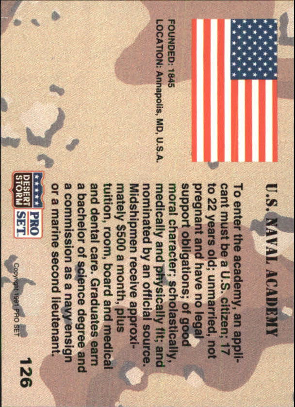 1991 Pro Set Desert Storm #126 U.S. Naval Academy back image