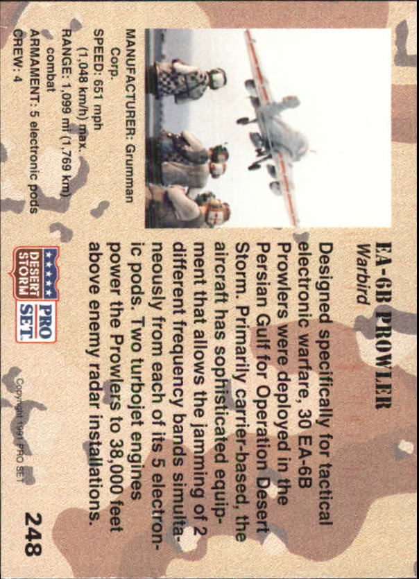 1991 Pro Set Desert Storm #248 EA-6B Prowler back image
