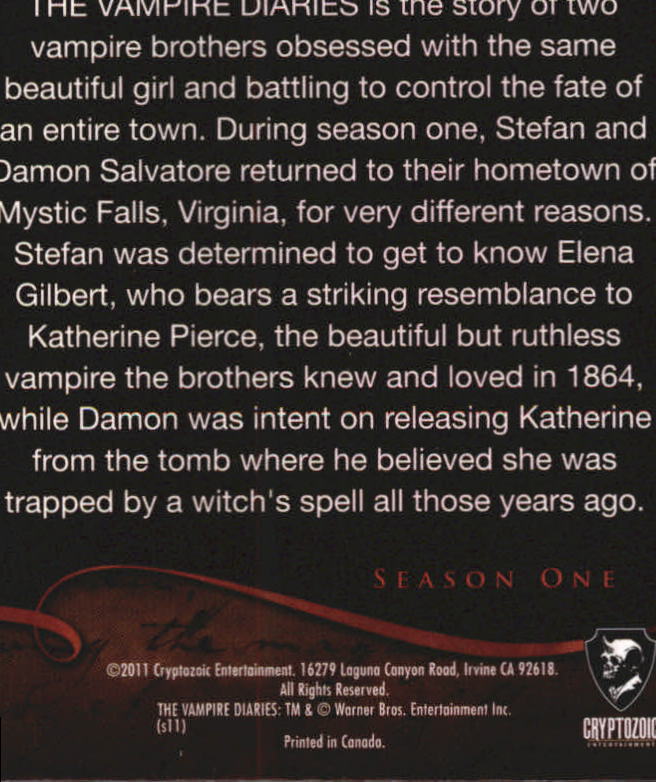 2011 Cryptozoic The Vampire Diaries Season One #1 The Vampire Diaries back image