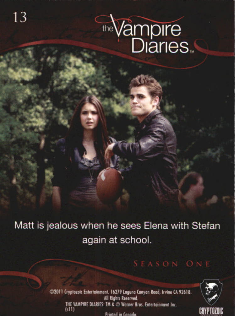 2011 Cryptozoic The Vampire Diaries Season One #13 Jealousy back image