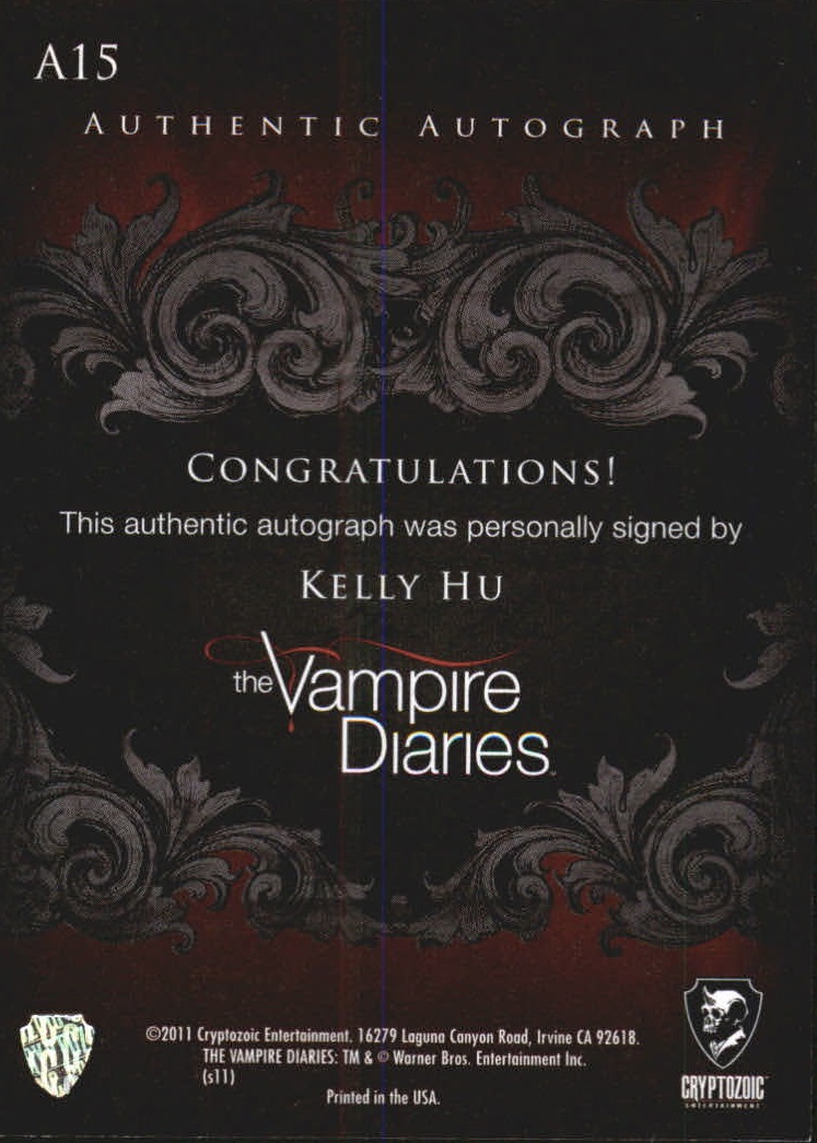 2011 Cryptozoic The Vampire Diaries Season One Autographs #A15 Kelly Hu back image