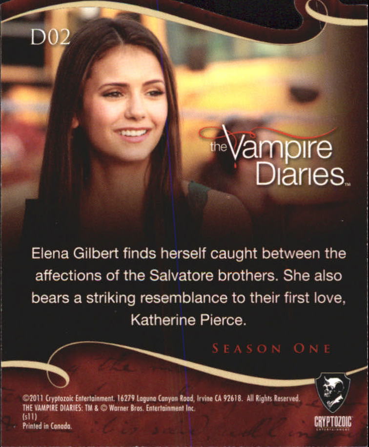 2011 Cryptozoic The Vampire Diaries Season One Die-Cuts #D2 Elena Gilbert back image