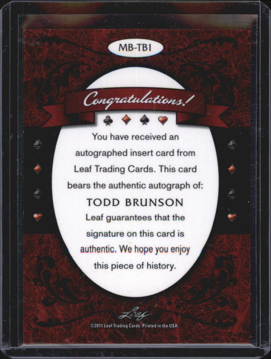 2012 Leaf Poker Metal #MBTB1 Todd Brunson SP back image