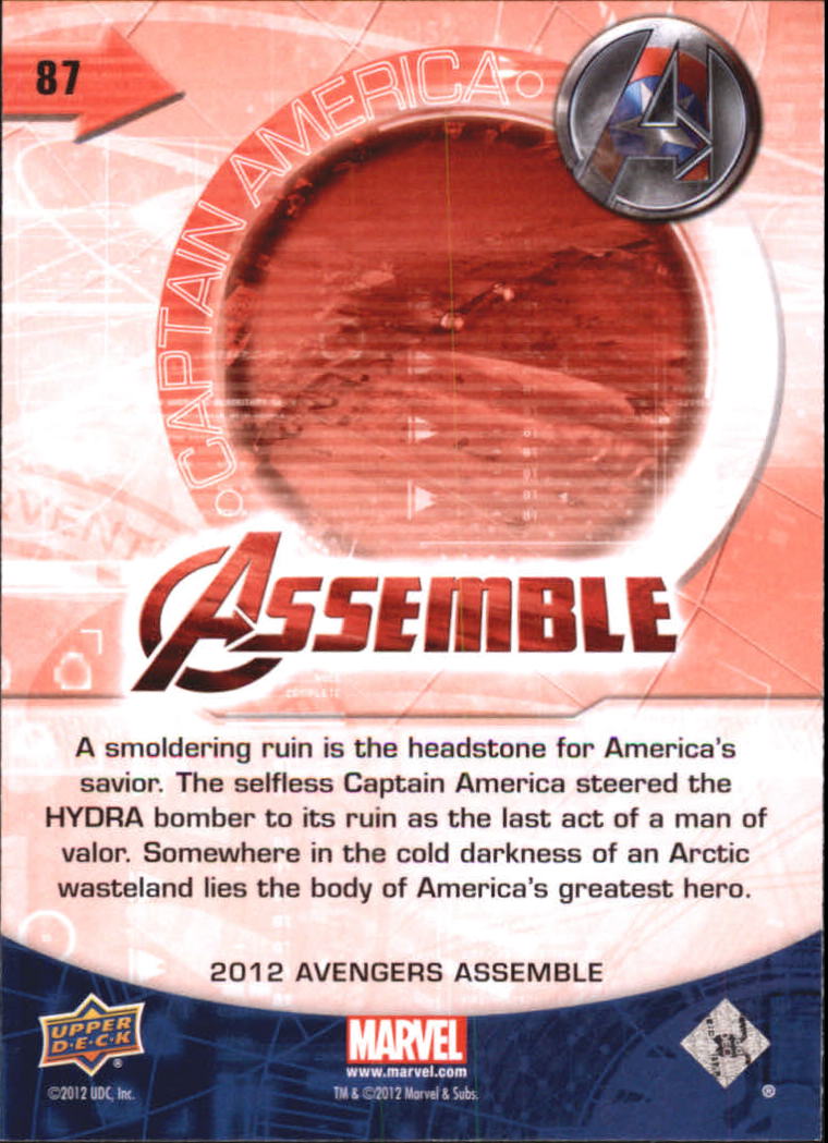 2012 Upper Deck Avengers Assemble #87 Captain America back image