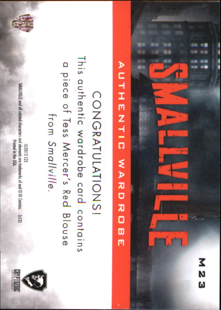 2012 Cryptozoic Smallville Seasons Seven Through Ten Wardrobes #M23 Tess Mercer's Red Blouse back image