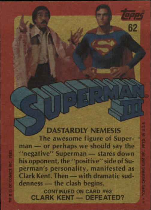 1983 Topps Superman III #62 Dastardly Nemesis back image