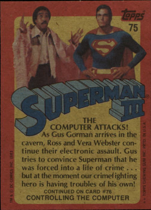 1983 Topps Superman III #75 The Computer Attacks back image