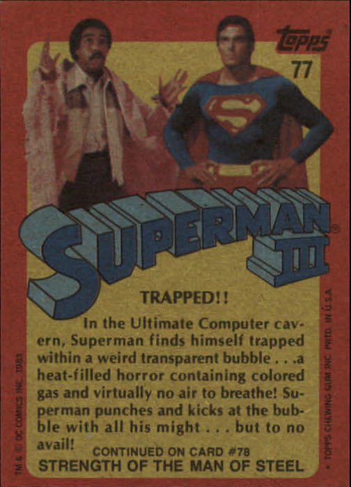 1983 Topps Superman III #77 Trapped back image