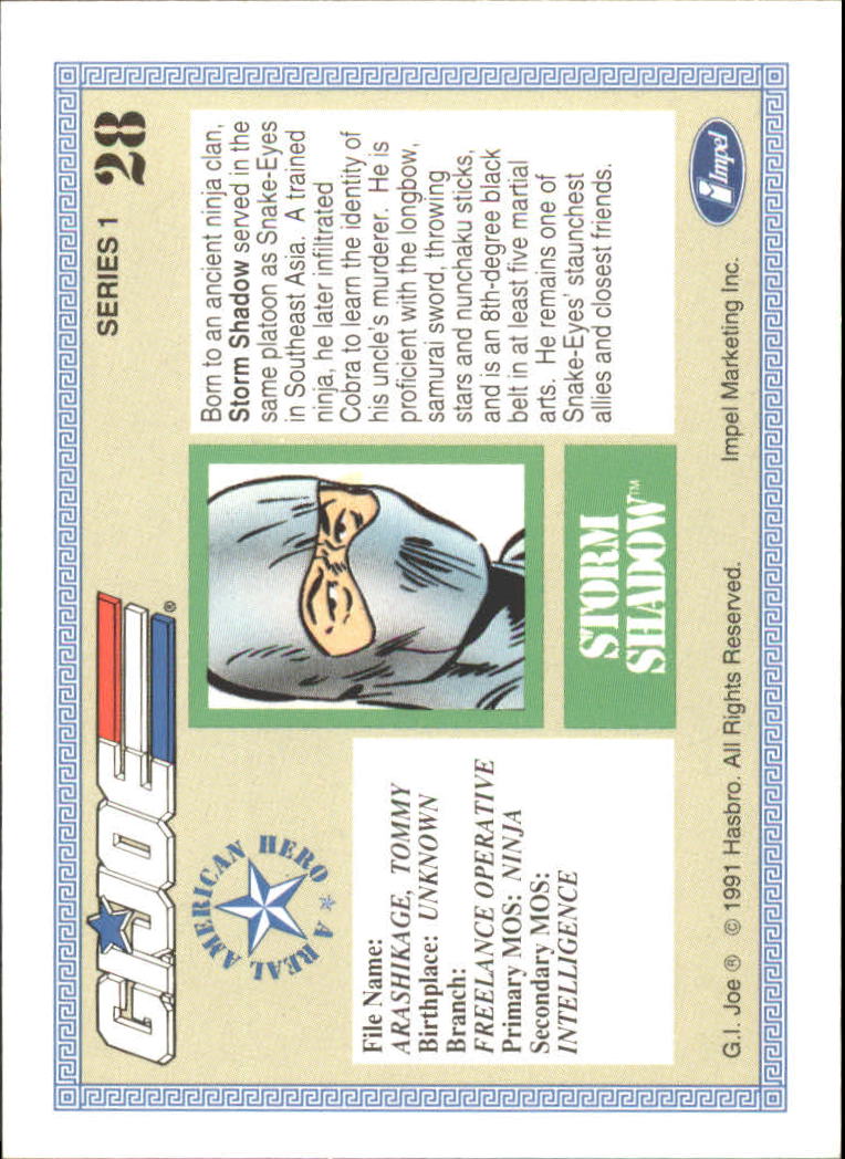 1991 Impel G.I. Joe #28 Storm Shadow back image