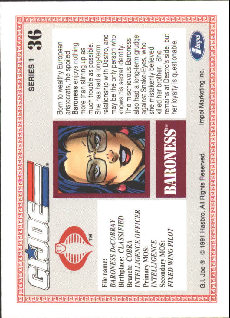 1991 Impel G.I. Joe #36 Baroness back image