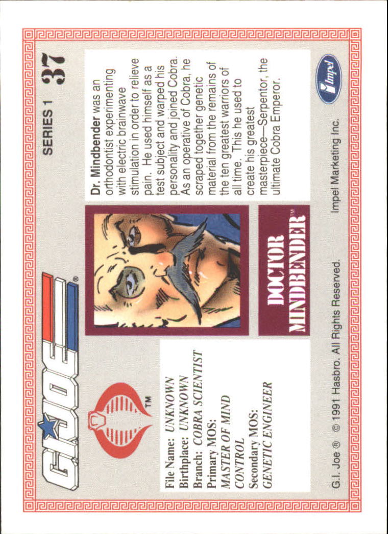1991 Impel G.I. Joe #37 Dr. Mindbender back image