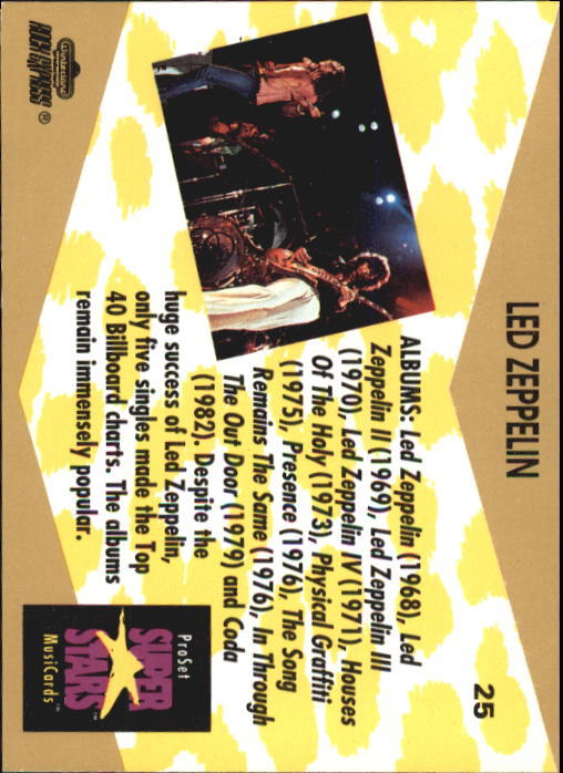 1991-92 Pro Set Superstars MusiCards #25 Led Zeppelin back image